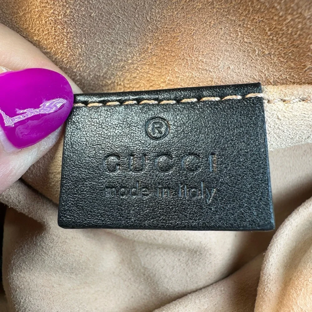 EUC! Gucci Black Quilted Leather GG Marmont Belt Bag with Gold Hardware - Picture 13 of 16